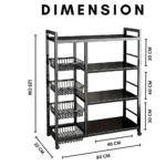 kitchen shelf rack, 4 tier metal shelf, kitchen storage rack, carbon steel kitchen stand, microwave shelf rack, oven rack with wheels, kitchen organizer rack, mobile kitchen rack, pantry shelving unit