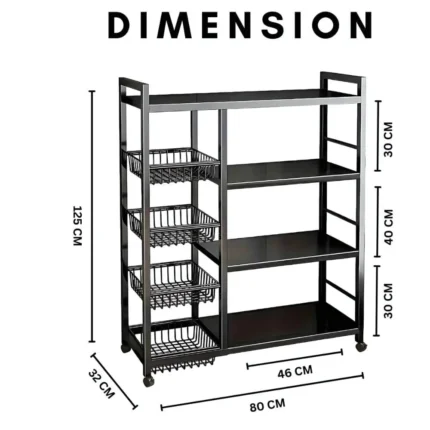 kitchen shelf rack, 4 tier metal shelf, kitchen storage rack, carbon steel kitchen stand, microwave shelf rack, oven rack with wheels, kitchen organizer rack, mobile kitchen rack, pantry shelving unit