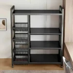 kitchen shelf rack, 4 tier metal shelf, kitchen storage rack, carbon steel kitchen stand, microwave shelf rack, oven rack with wheels, kitchen organizer rack, mobile kitchen rack, pantry shelving unit