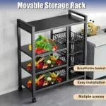 kitchen shelf rack, 4 tier metal shelf, kitchen storage rack, carbon steel kitchen stand, microwave shelf rack, oven rack with wheels, kitchen organizer rack, mobile kitchen rack, pantry shelving unit