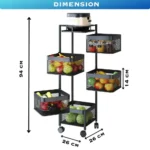 5 LAYER STORAGE RACK – REVOLVING MULTI PURPOSE TROLLEY WITH WHEELS IN BLACK