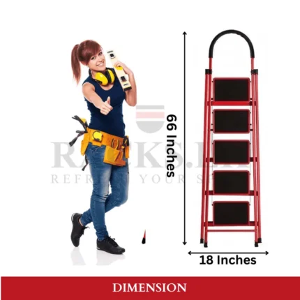 5 step ladder, foldable step ladder, ladder with handle, household ladder, safety step ladder, best ladder for home in Sri Lanka, compact ladder Colombo, folding ladder for indoor use, secure ladder with non-slip feet, ladder for cleaning and repairs , 5-layer-step-ladder-with-safety-handle