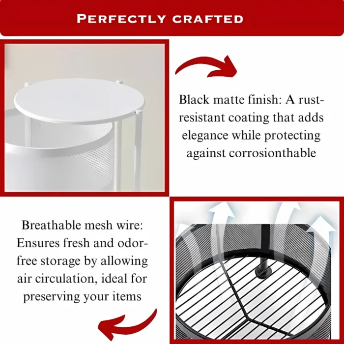 5 Layer Oval Revolving Storage Rack, white metal trolley, storage cart with wheels, 5 tier kitchen rack, multipurpose storage rack, bathroom storage rack, metal utility trolley