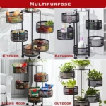 5 layer storage rack, 5 tier kitchen cart, black multi purpose trolley, revolving basket rack, rotating kitchen cart, oval storage trolley, storage rack in Sri Lanka, kitchen organizer in Sri Lanka, vegetable rack in Sri Lanka, fruit trolley in Sri Lanka