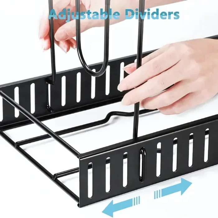 8 Tier Pot and Pan Kitchen Organizer, adjustable pot rack, cookware organizer rack, pot and pan holder, kitchen storage rack, non-slip pan organizer, lid holder rack, pot stand for kitchen