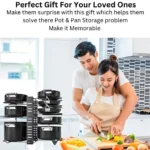 8 Tier Pot and Pan Kitchen Organizer, adjustable pot rack, cookware organizer rack, pot and pan holder, kitchen storage rack, non-slip pan organizer, lid holder rack, pot stand for kitchen