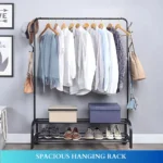 black clothes stand, garment organizer, shoe rack, metal clothing rack, accessory hooks, rackstore.ae
