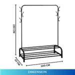 black clothes stand, garment organizer, shoe rack, metal clothing rack, accessory hooks, rackstore.ae