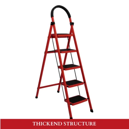5 layer step ladder, foldable ladder, ladder with safety handle, multifunction step ladder, anti-slip ladder, compact step ladder, steel step ladder, ladder for home use, ladder for office tasks, household ladder