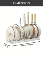 expandable pot rack, adjustable pan organizer UAE, cookware rack for cabinets, kitchen storage rack UAE, carbon steel pan holder, pot and pan rack UAE, heavy-duty kitchen rack, rackstore.ae