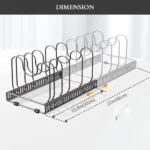 expandable pot rack, adjustable pan organizer UAE, cookware rack for cabinets, kitchen storage rack UAE, carbon steel pan holder, pot and pan rack UAE, heavy-duty kitchen rack, rackstore.ae