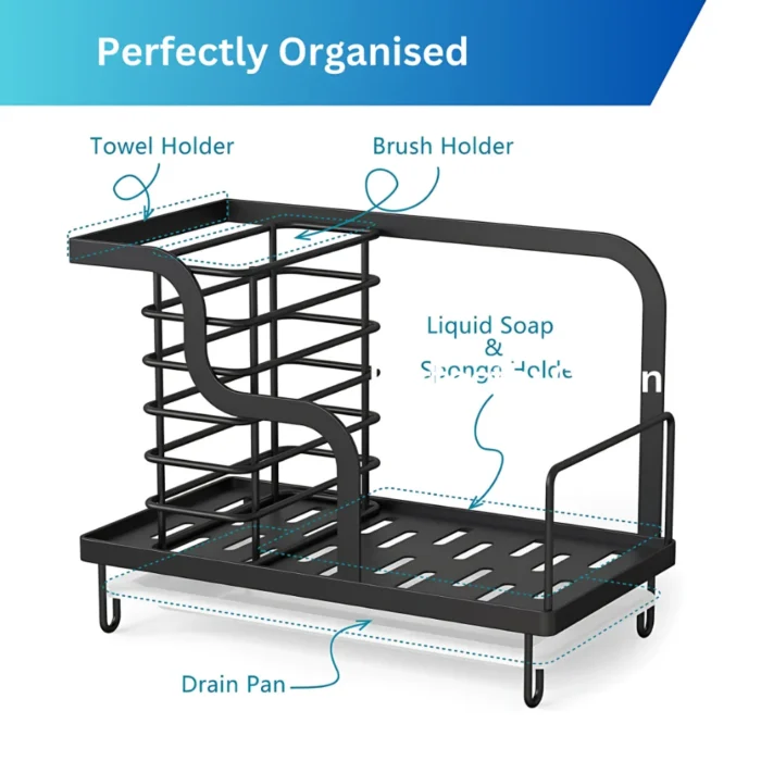 kitchen sink caddy Dubai, sink caddy with water drain tray Dubai, stainless steel kitchen organizer Dubai, sponge holder Dubai, dish rack Dubai, kitchen sink caddy rack Dubai