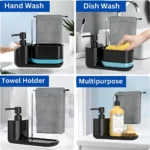 kitchen soap dispenser black, soap dispenser with sponge holder, towel stand kitchen, kitchen organizer, hand wash soap dispenser, sponge storage solution, dishwashing soap pump, Sri Lanka kitchen products