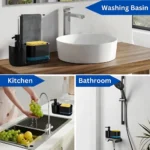kitchen soap dispenser black, soap dispenser with sponge holder, towel stand kitchen, kitchen organizer, hand wash soap dispenser, sponge storage solution, dishwashing soap pump, Sri Lanka kitchen products