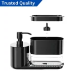 kitchen soap dispenser black, soap dispenser with sponge holder, towel stand kitchen, kitchen organizer, hand wash soap dispenser, sponge storage solution, dishwashing soap pump, Sri Lanka kitchen products