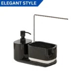 kitchen soap dispenser black, soap dispenser with sponge holder, towel stand kitchen, kitchen organizer, hand wash soap dispenser, sponge storage solution, dishwashing soap pump, Sri Lanka kitchen products