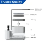 kitchen soap dispenser white, soap dispenser sponge holder, towel stand kitchen, refillable soap dispenser, hand soap pump, kitchen storage solution, white kitchen organizer, Dubai kitchen essentials