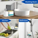 kitchen soap dispenser white, soap dispenser sponge holder, towel stand kitchen, refillable soap dispenser, hand soap pump, kitchen storage solution, white kitchen organizer, Dubai kitchen essentials