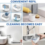 kitchen soap dispenser white, soap dispenser sponge holder, towel stand kitchen, refillable soap dispenser, hand soap pump, kitchen storage solution, white kitchen organizer, Dubai kitchen essentials