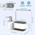 kitchen soap dispenser white, soap dispenser sponge holder, towel stand kitchen, refillable soap dispenser, hand soap pump, kitchen storage solution, white kitchen organizer, Dubai kitchen essentials