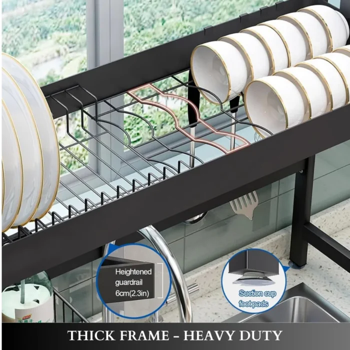 sink top dish drying rack in UAE, 85cm over-sink dish rack, black kitchen dish drying organizer