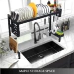 sink top dish drying rack in UAE, 85cm over-sink dish rack, black kitchen dish drying organizer