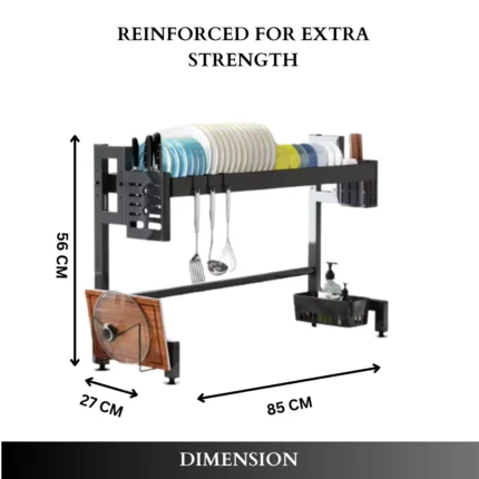 sink top dish drying rack in UAE, 85cm over-sink dish rack, black kitchen dish drying organizer