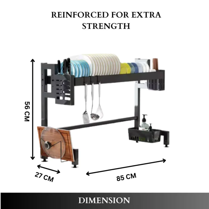 sink top dish drying rack in UAE, 85cm over-sink dish rack, black kitchen dish drying organizer