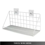 wall adhesive storage shelf, bathroom wire mesh rack, kitchen spice organizer, no-drill shelf UAE, carbon steel wall shelf, black metal wall rack, rackstore.ae wall organizer