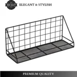 wall adhesive storage shelf, bathroom wire mesh rack, kitchen spice organizer, no-drill shelf UAE, carbon steel wall shelf, black metal wall rack, rackstore.ae wall organizer