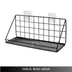 wall adhesive storage shelf, bathroom wire mesh rack, kitchen spice organizer, no-drill shelf UAE, carbon steel wall shelf, black metal wall rack, rackstore.ae wall organizer