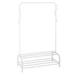 white garment rack, clothing organizer, shoe storage rack, metal clothes stand, accessory hooks, rackstore.ae
