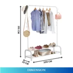 white garment rack, clothing organizer, shoe storage rack, metal clothes stand, accessory hooks, rackstore.ae