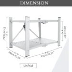 white desktop organizer, foldable 2-tier shelf, compact metal storage rack, desk shelf white, foldable tabletop rack, makeup organizer white, office desk shelf, space-saving desk rack, white vanity shelf, desktop shelf organizer