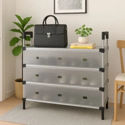 4-Tier Covered Shoe Storage Cabinet with Flip Doors – Durable, Portable, and Easy to Assemble