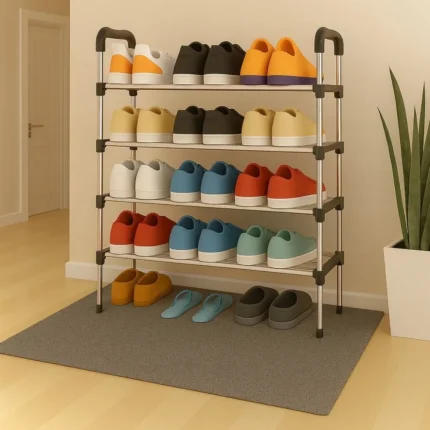 4 TIER SHOE RACK, SHOE STORAGE ORGANIZER - SPACE SAVING MUTI LAYER SHOE SHELF FOR HOME ENTRYWAY