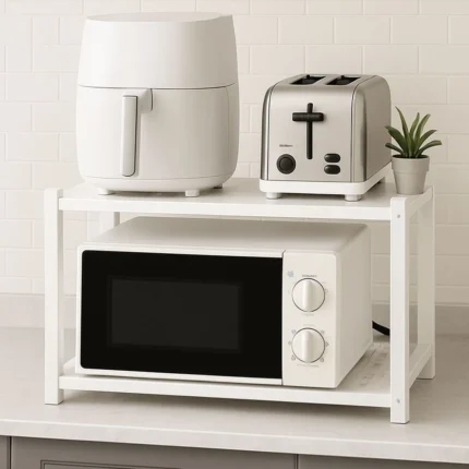 KITCHEN FOLDABLE SHELF, 2 TIER STORAGE SHELF, COUNTERTOP SHELF FOR MICROWAVE AND OVEN